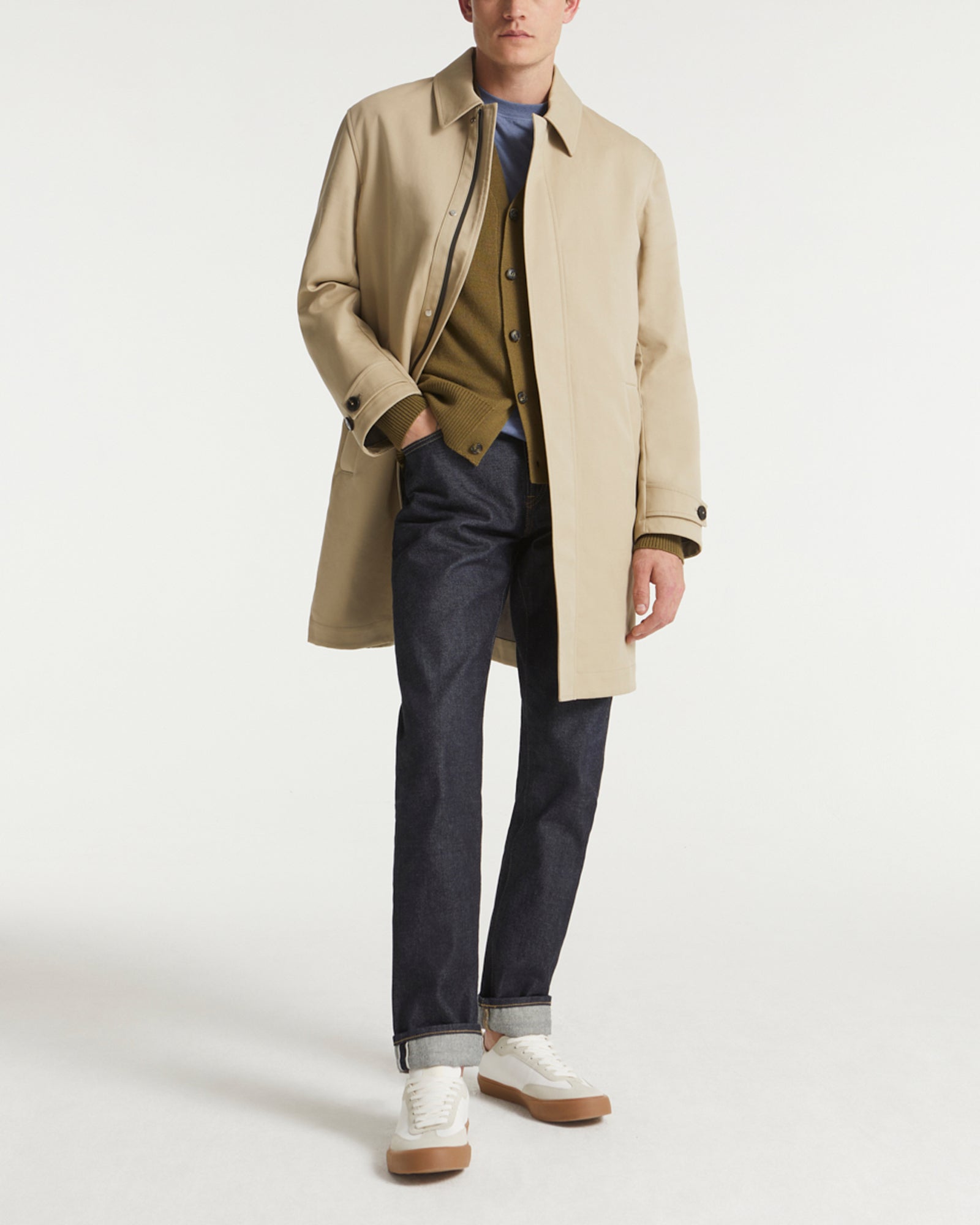 Private sale - Mac coat in double-sided fabric with leather details -Yves Salomon