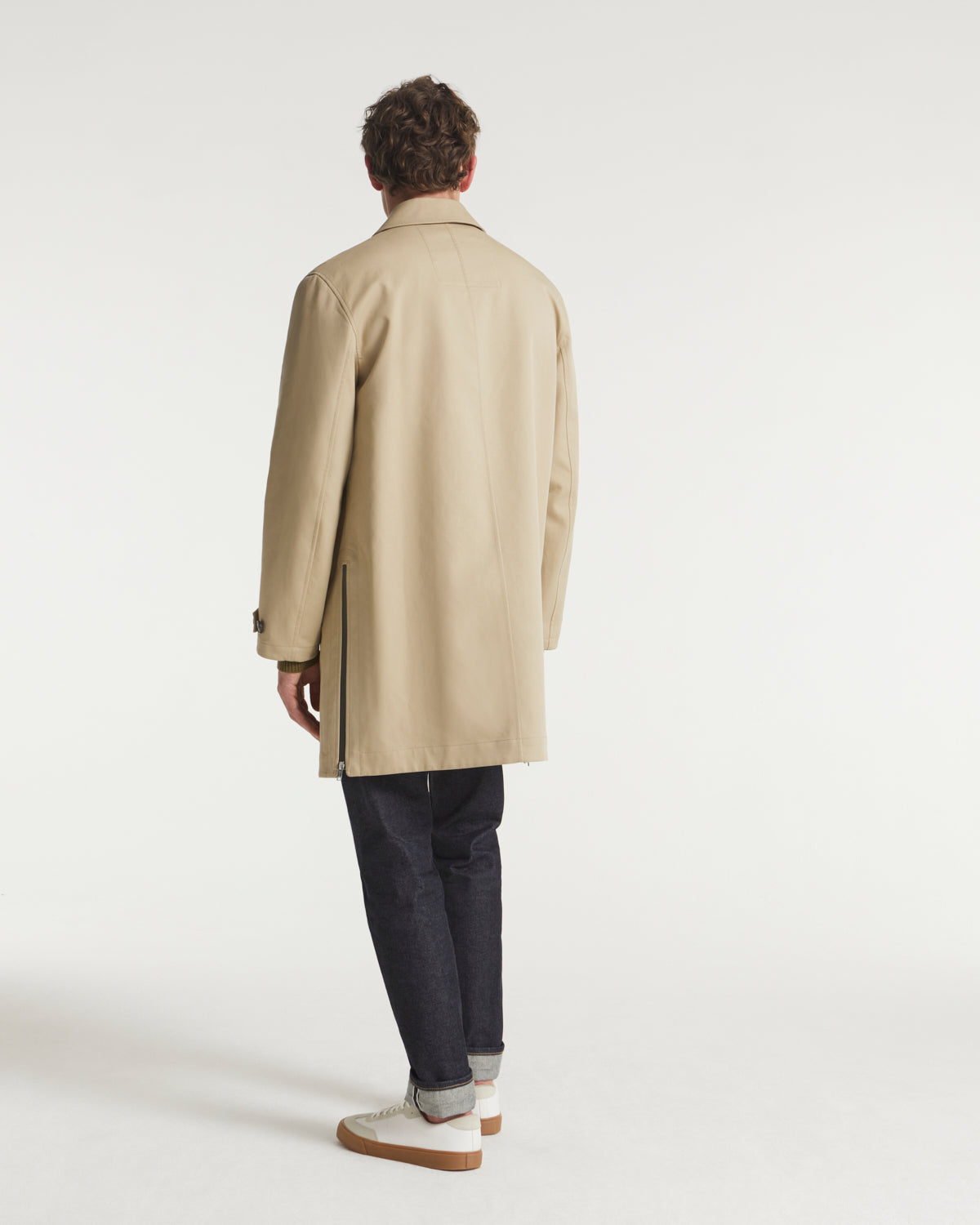 Private sale - Mac coat in double-sided fabric with leather details - beige - Yves Salomon