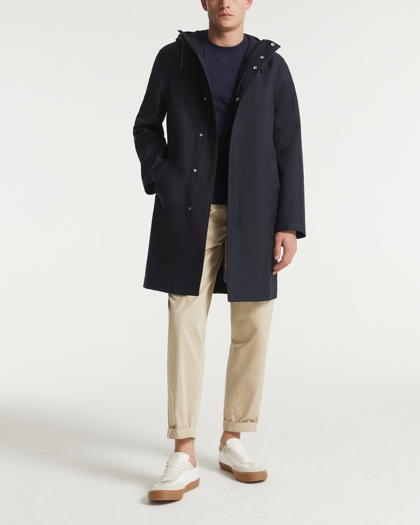 Private sale - Hooded coat in double-sided fabric with leather details -Yves Salomon