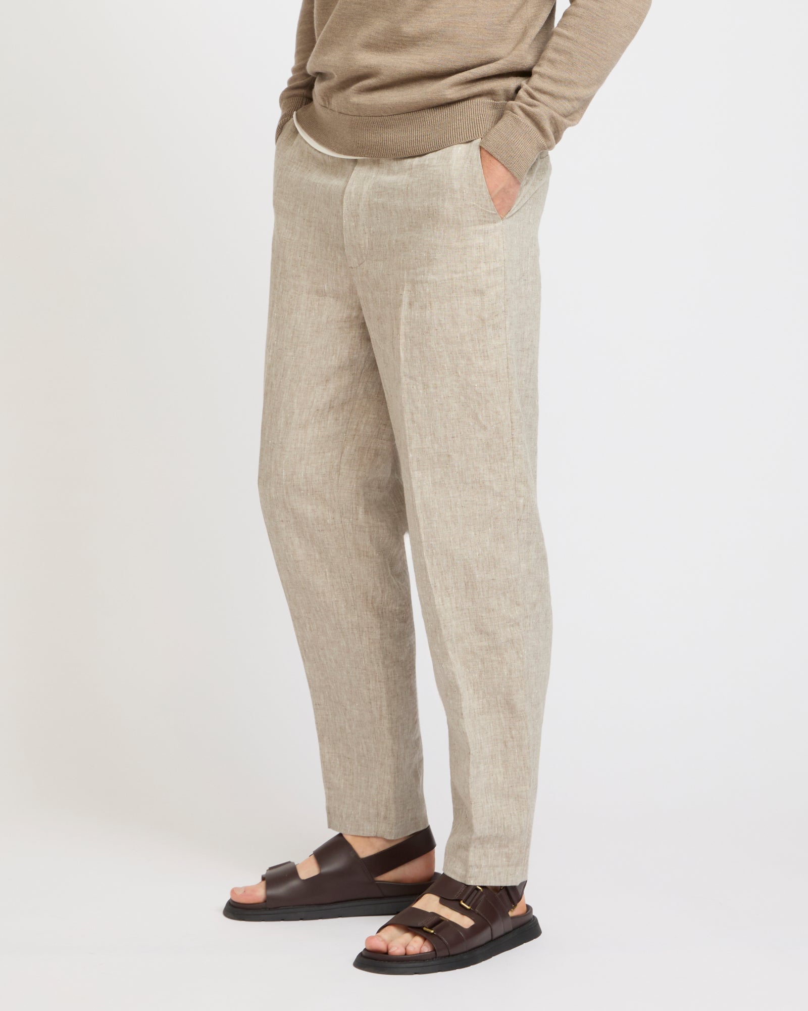 Linen trousers - grey - Summer sale – Yves Salomon US