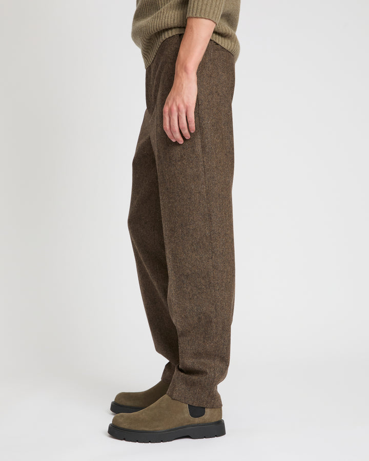 Straight-leg cashmere and wool tweed trousers