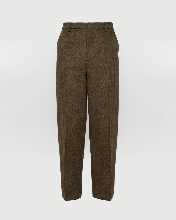Straight-leg cashmere and wool tweed trousers
