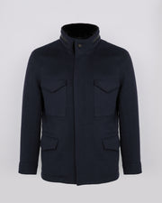 Field jacket in double-sided wool-cashmere with mink trim