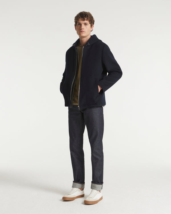 Double-sided wool-cashmere hoodie - navy - Yves Salomon