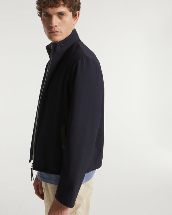 Jersey reversible wool blend jacket - blue - Yves Salomon