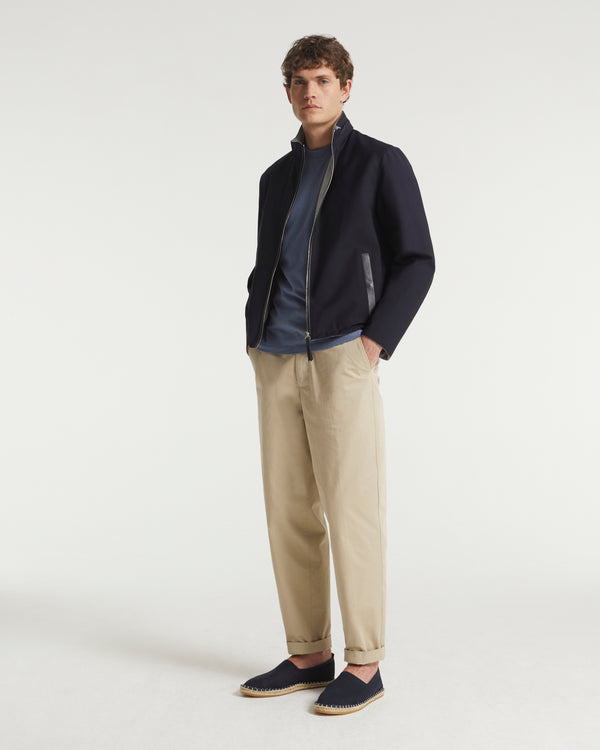 Jersey reversible wool blend jacket - blue - Yves Salomon