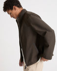 Jersey jacket with leather details