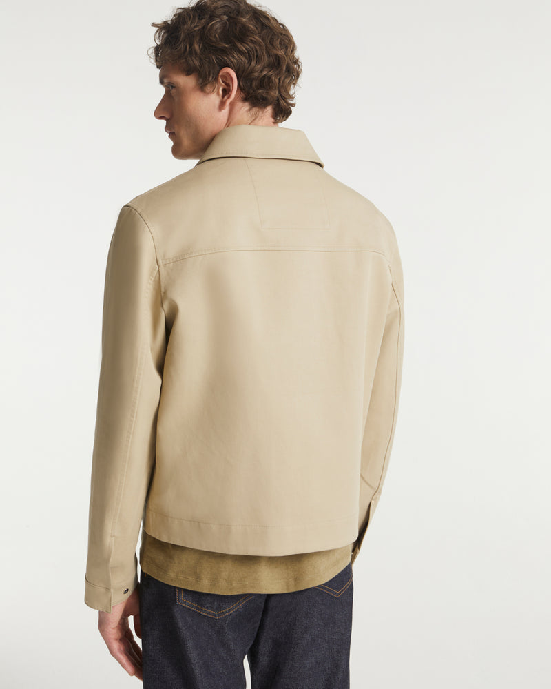 Double-sided fabric jacket with leather details - beige - Yves Salomon