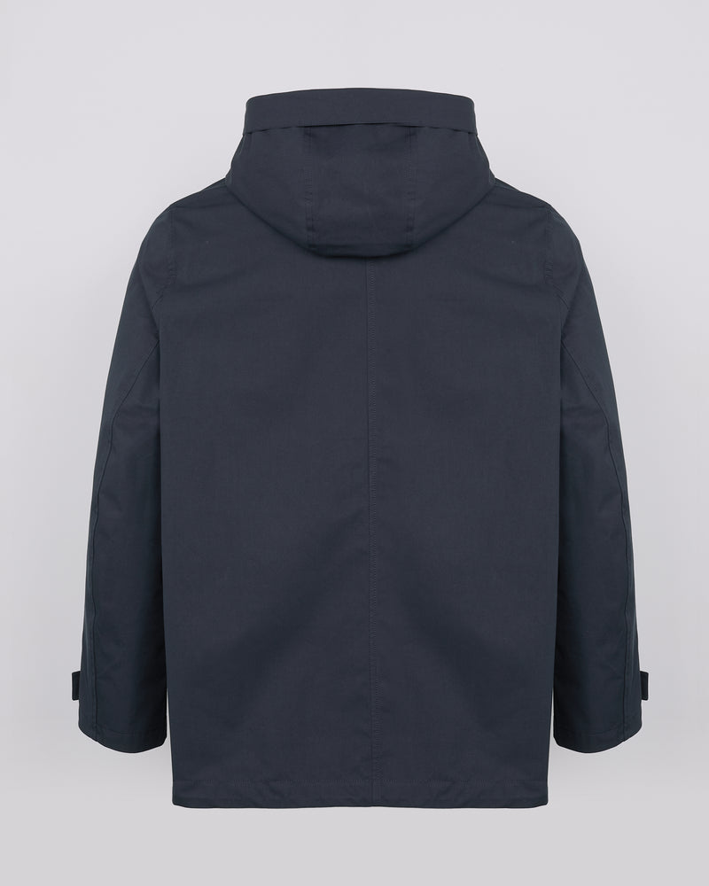 Short parka in technical cotton-mix fabric