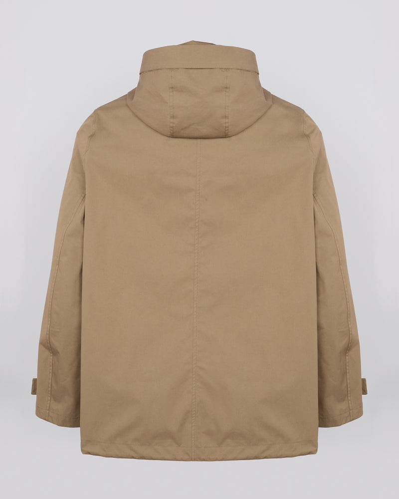 Short parka in technical cotton-mix fabric