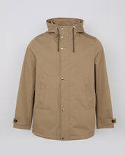 Short parka in technical cotton-mix fabric