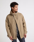 Short parka in technical cotton-mix fabric