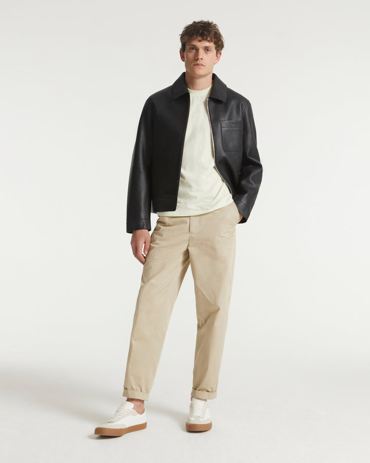 Leather jacket with leatherworking finish - black - Yves Salomon