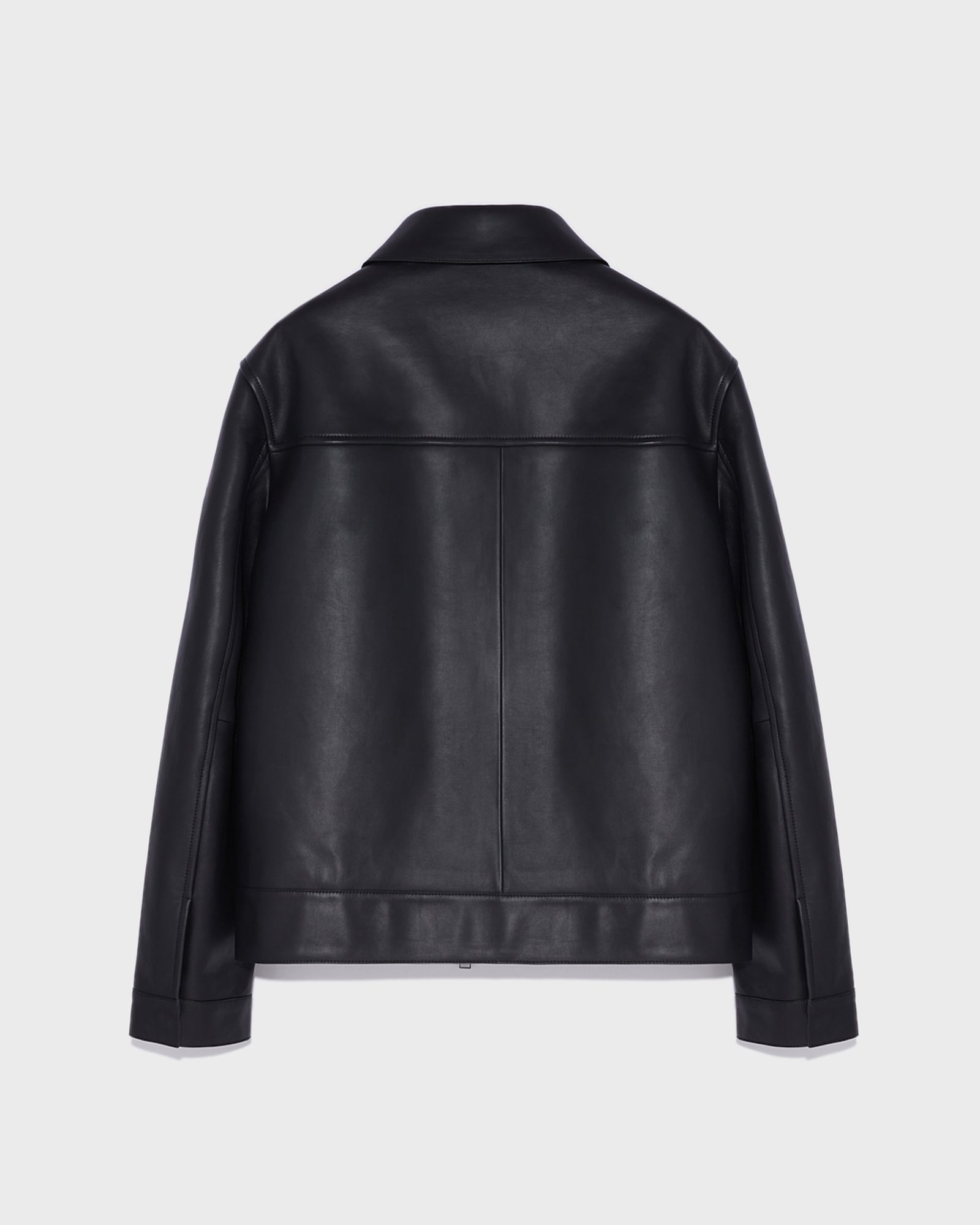 Leather jacket with leatherworking finish - black - Yves Salomon