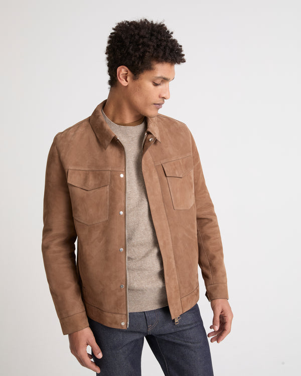 Double-sided velour leather jacket with nappa reverse