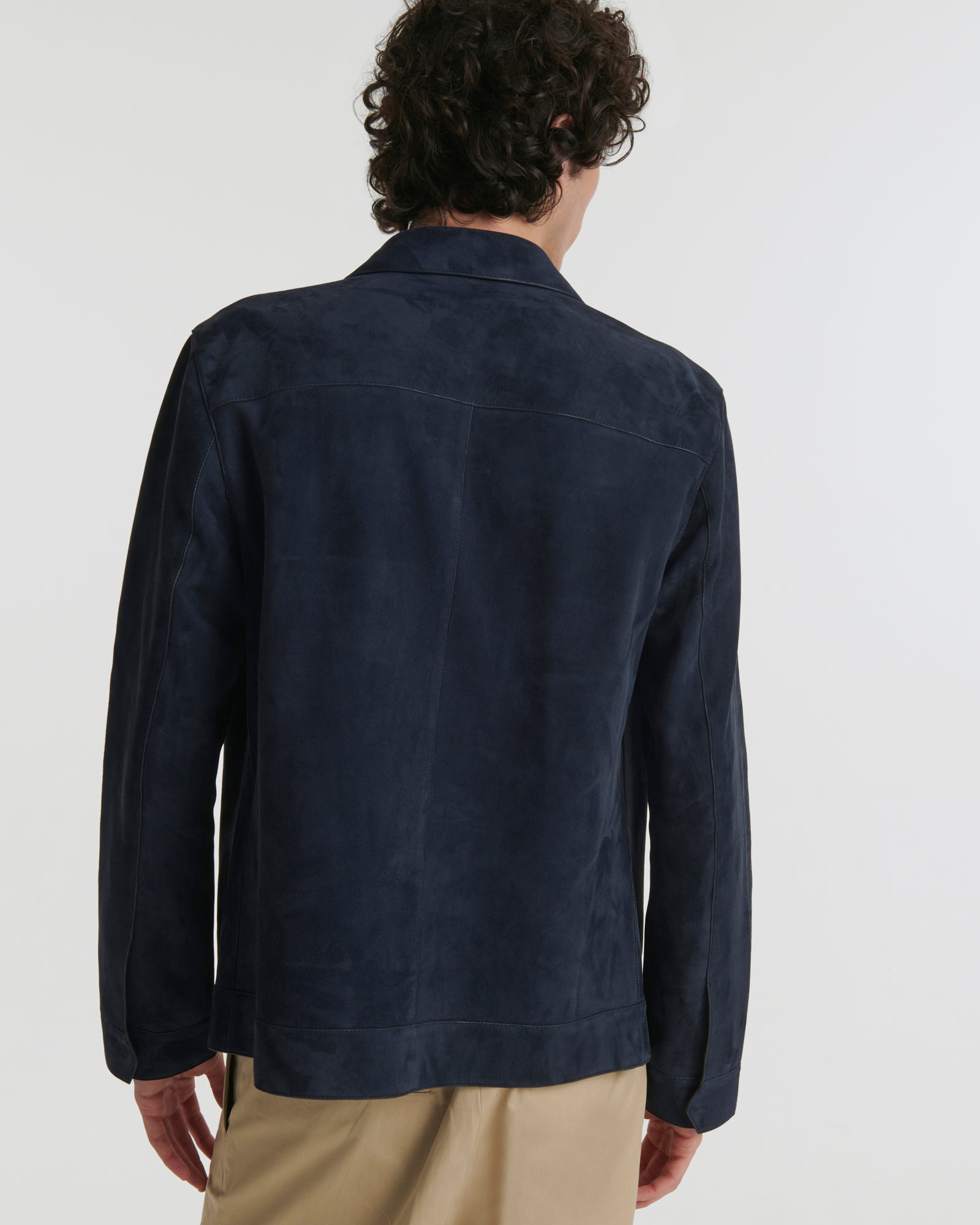 Velour leather jacket - blue - Yves Salomon