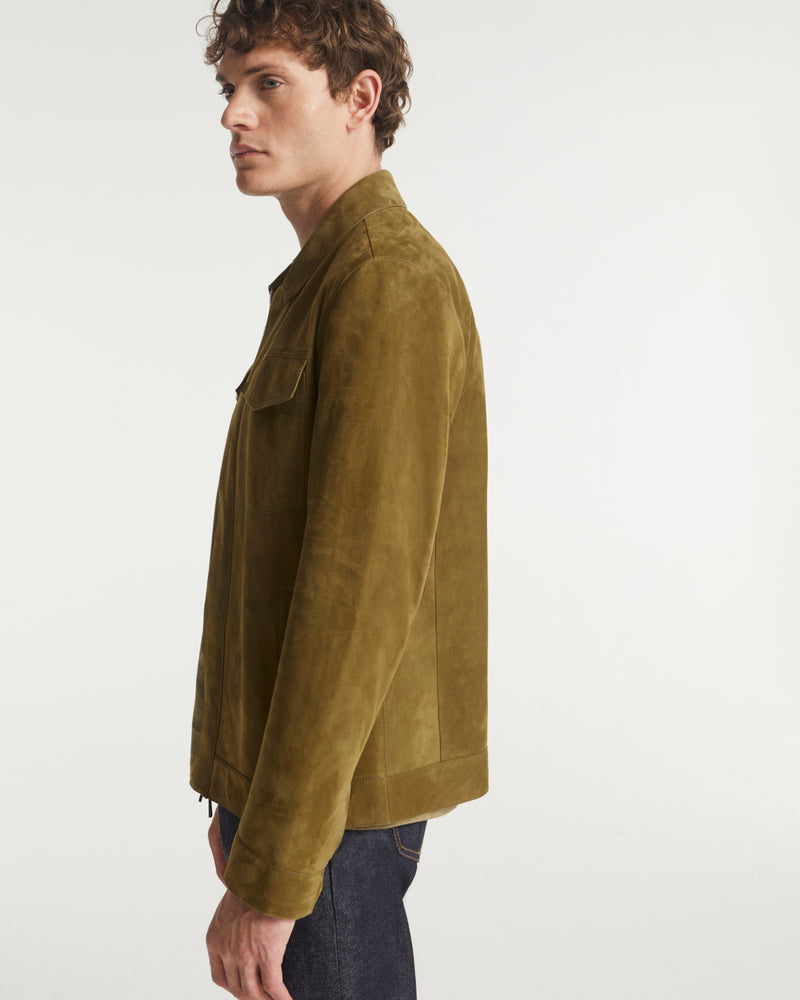 Velour leather jacket - khaki - Yves Salomon