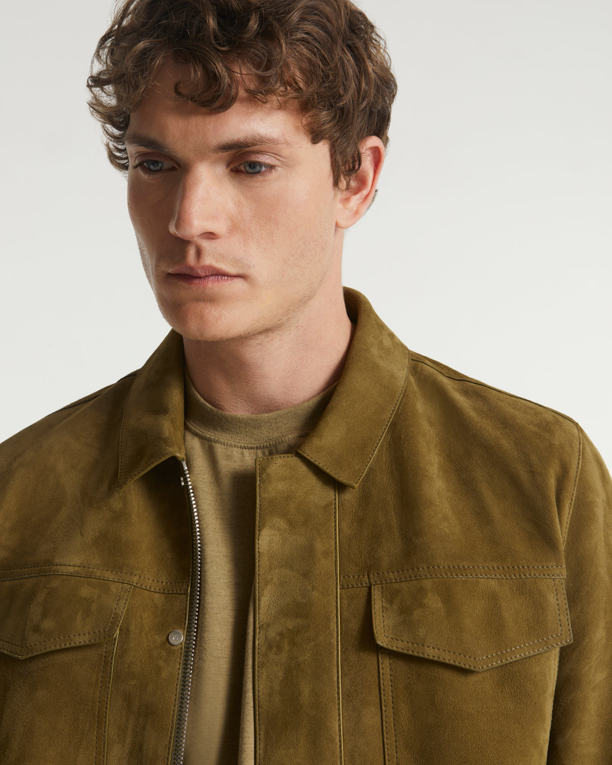 Velour leather jacket - khaki - Yves Salomon