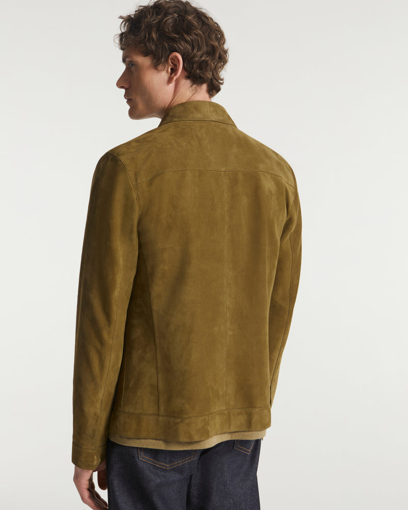 Velour leather jacket - khaki - Yves Salomon