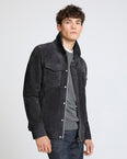 Suede calfskin leather jacket