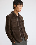 Suede calfskin leather jacket