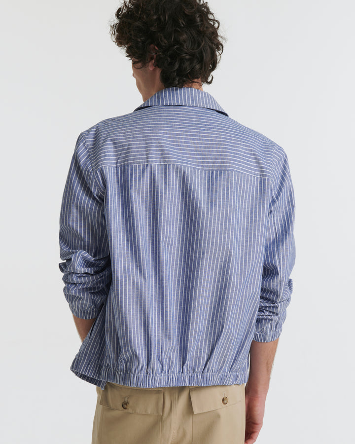 LONG JACKET - blue/white stripes - Yves Salomon