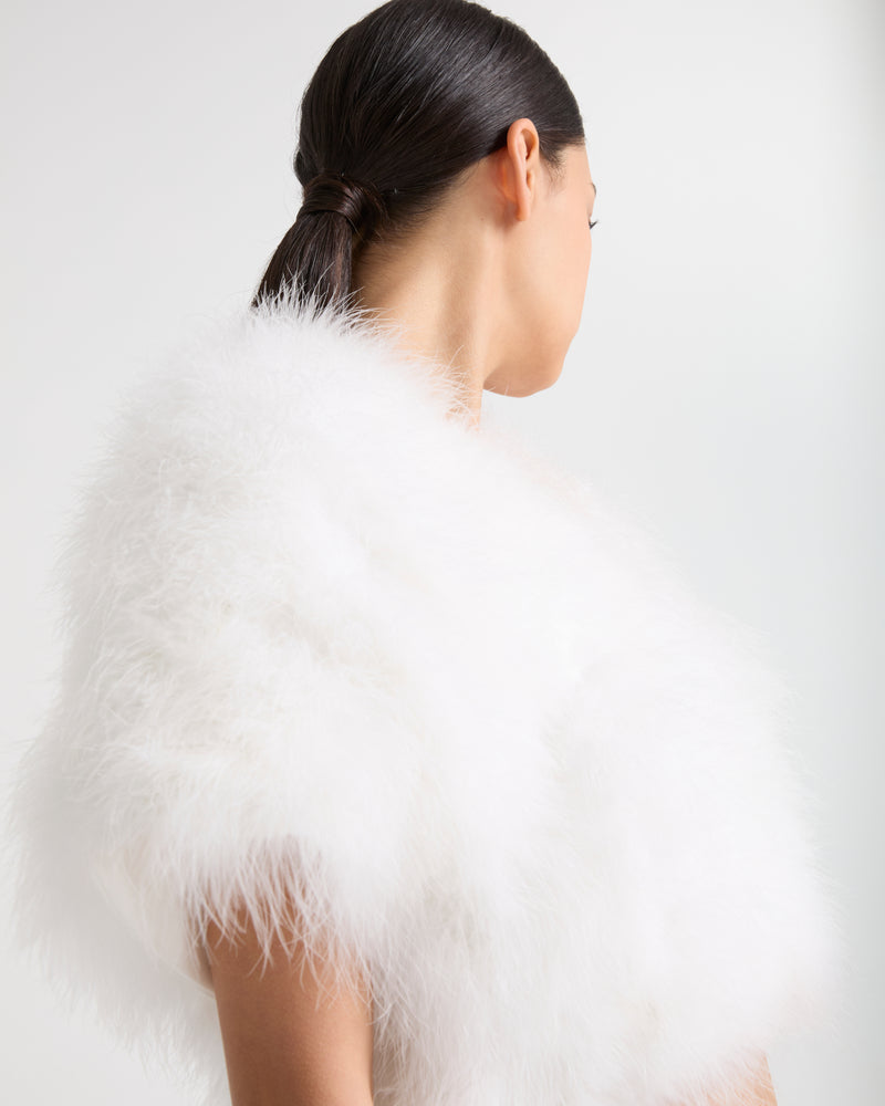 Cropped feather bolero - white - Yves Salomon