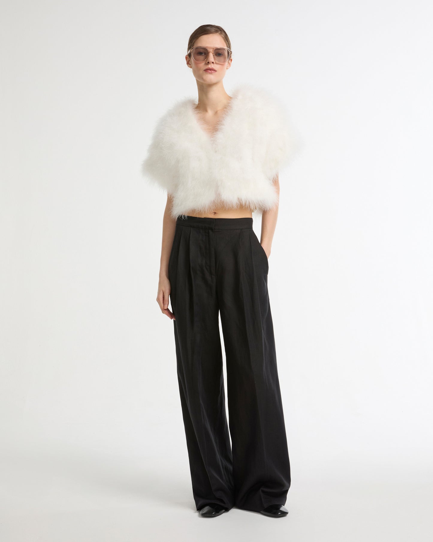 Cropped feather bolero