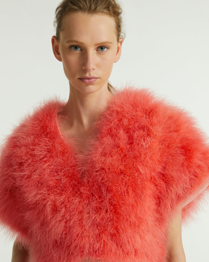 Cropped feather bolero - Fuchsia - Yves Salomon