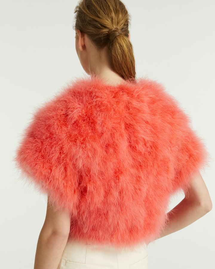 Cropped feather bolero - Fuchsia - Yves Salomon