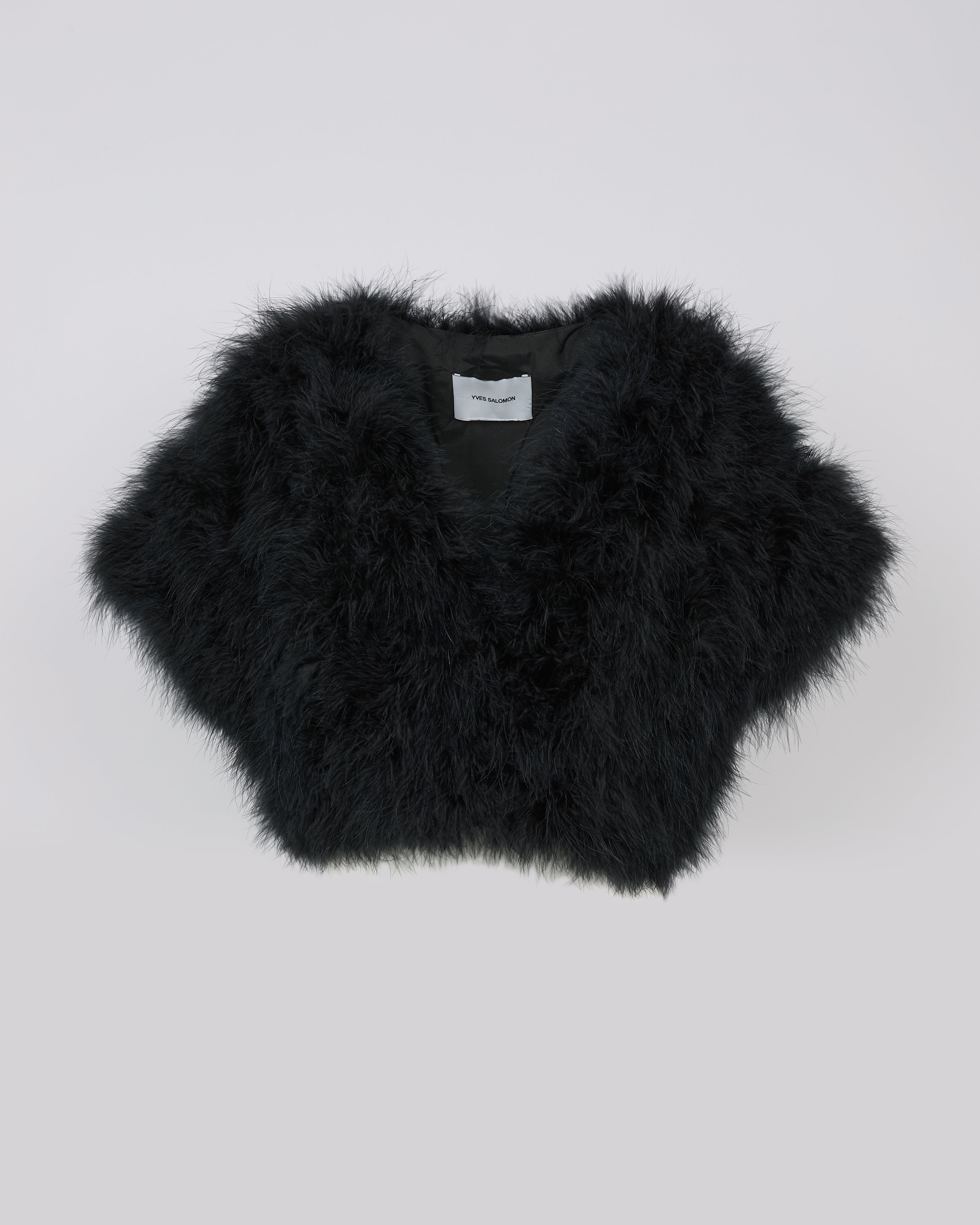 Cropped feather bolero - black - Yves Salomon – Yves Salomon US