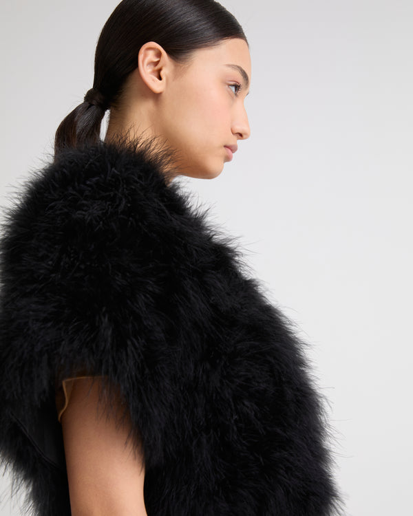 Cropped feather bolero - black - Yves Salomon