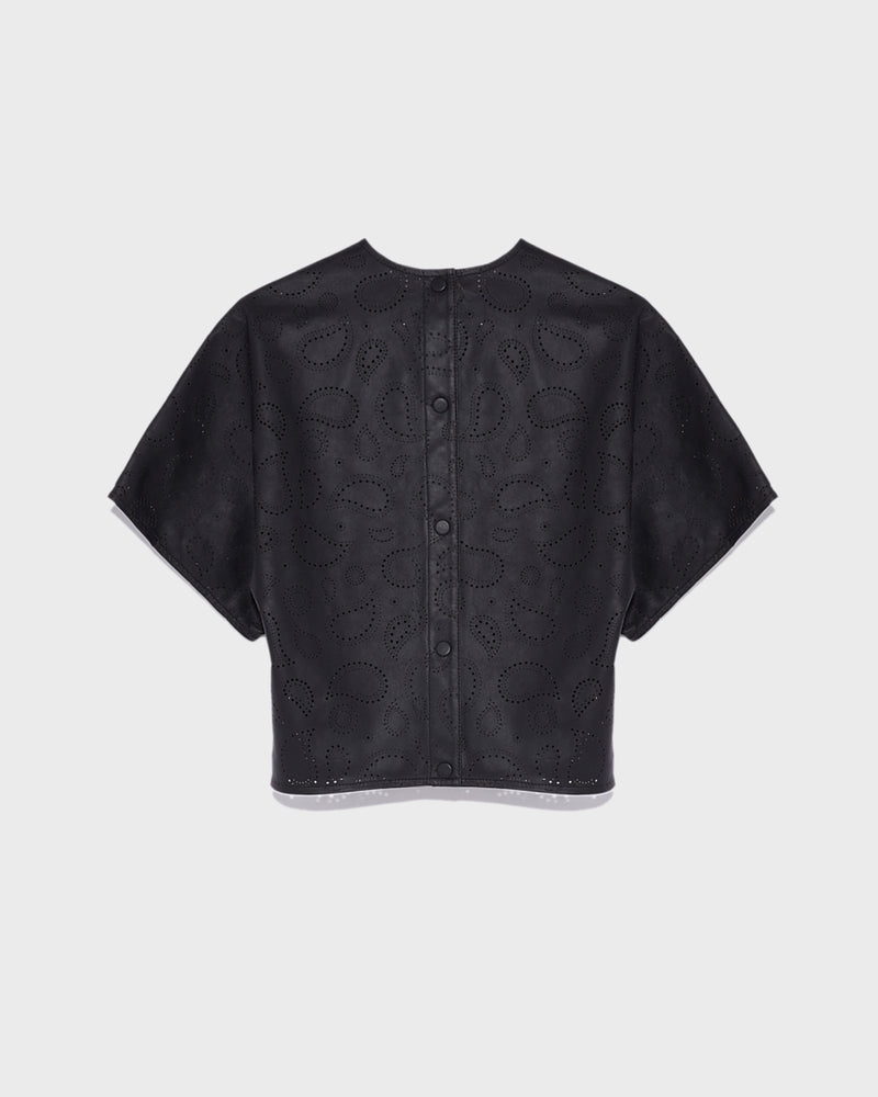 Perforated leather top - black - Yves Salomon