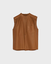 Sleeveless leather top