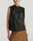 Sleeveless lamb leather top