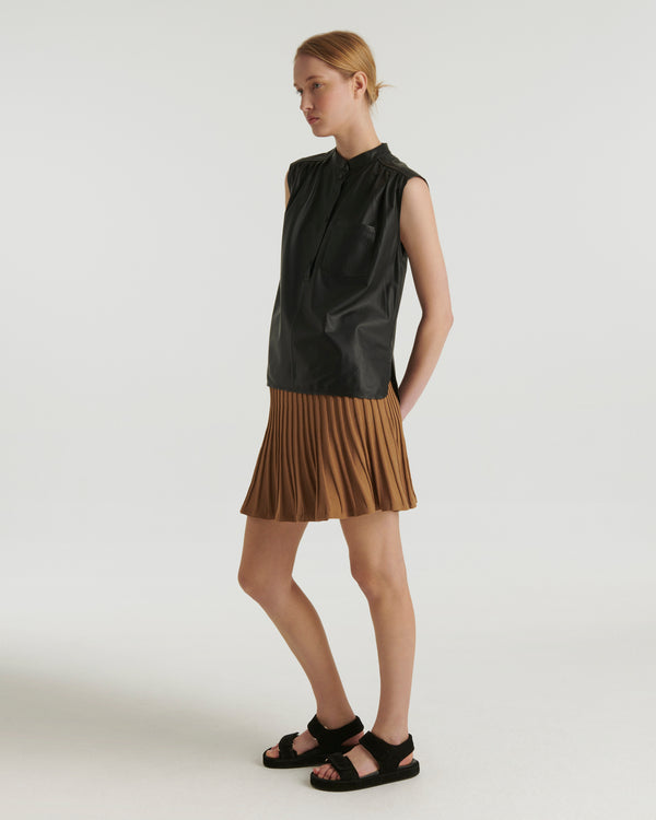 Sleeveless leather top - black - Yves Salomon