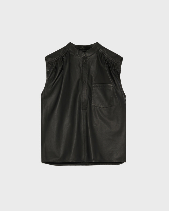 Sleeveless lamb leather top