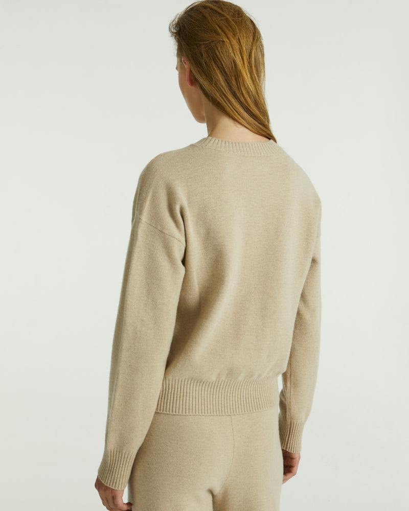 Merino knit jumper - beige - Yves Salomon