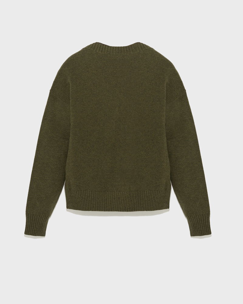 Merino knit jumper - khaki - Yves Salomon