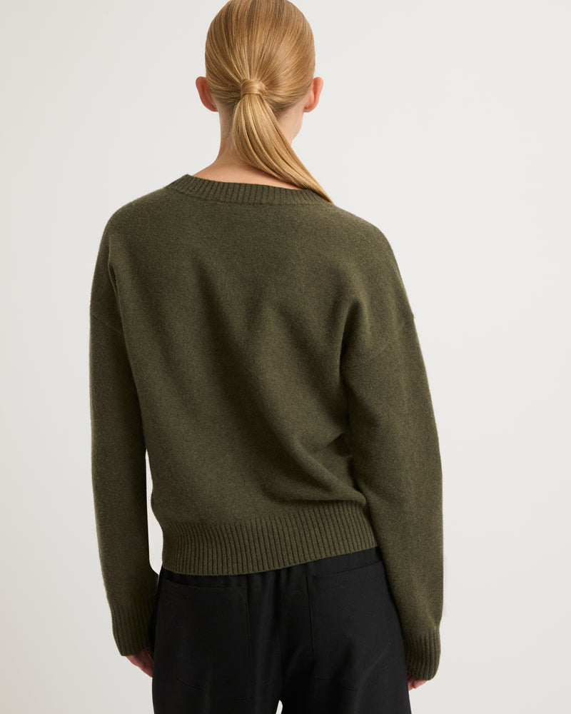 Merino knit jumper - khaki - Yves Salomon