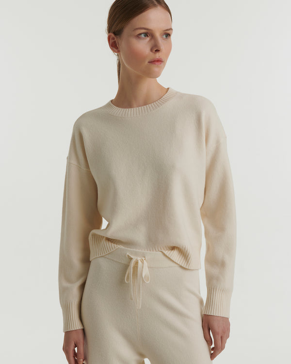 Merino knit jumper - white - Yves Salomon