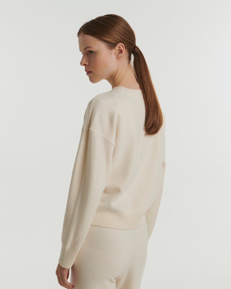 Merino knit jumper - white - Yves Salomon