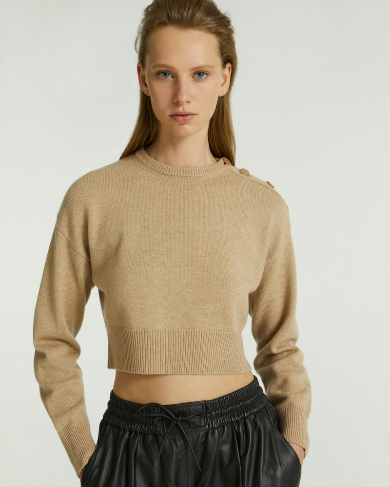 Crop knit jumper - beige - Yves Salomon