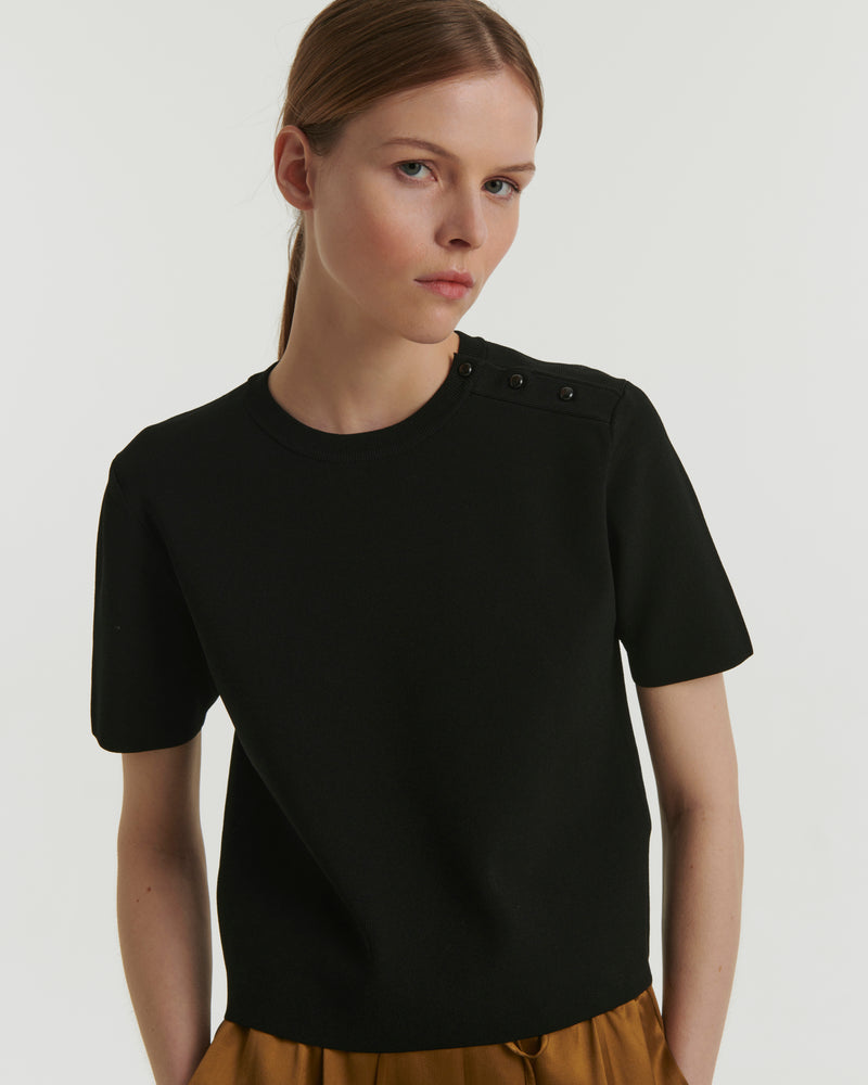 Knitted T-shirt - black - Yves Salomon