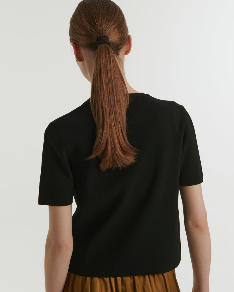 Knitted T-shirt - black - Yves Salomon