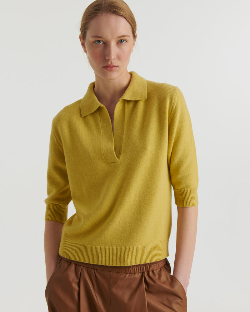 Knit polo shirt - yellow - Yves Salomon