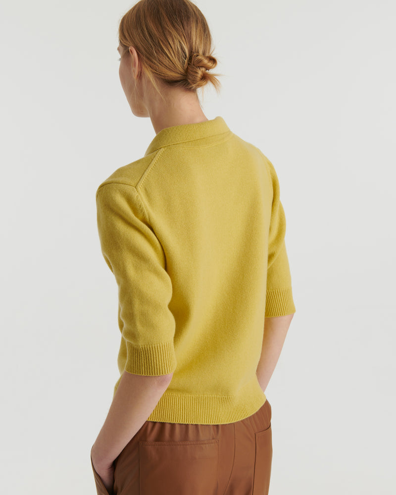 Knit polo shirt - yellow - Yves Salomon