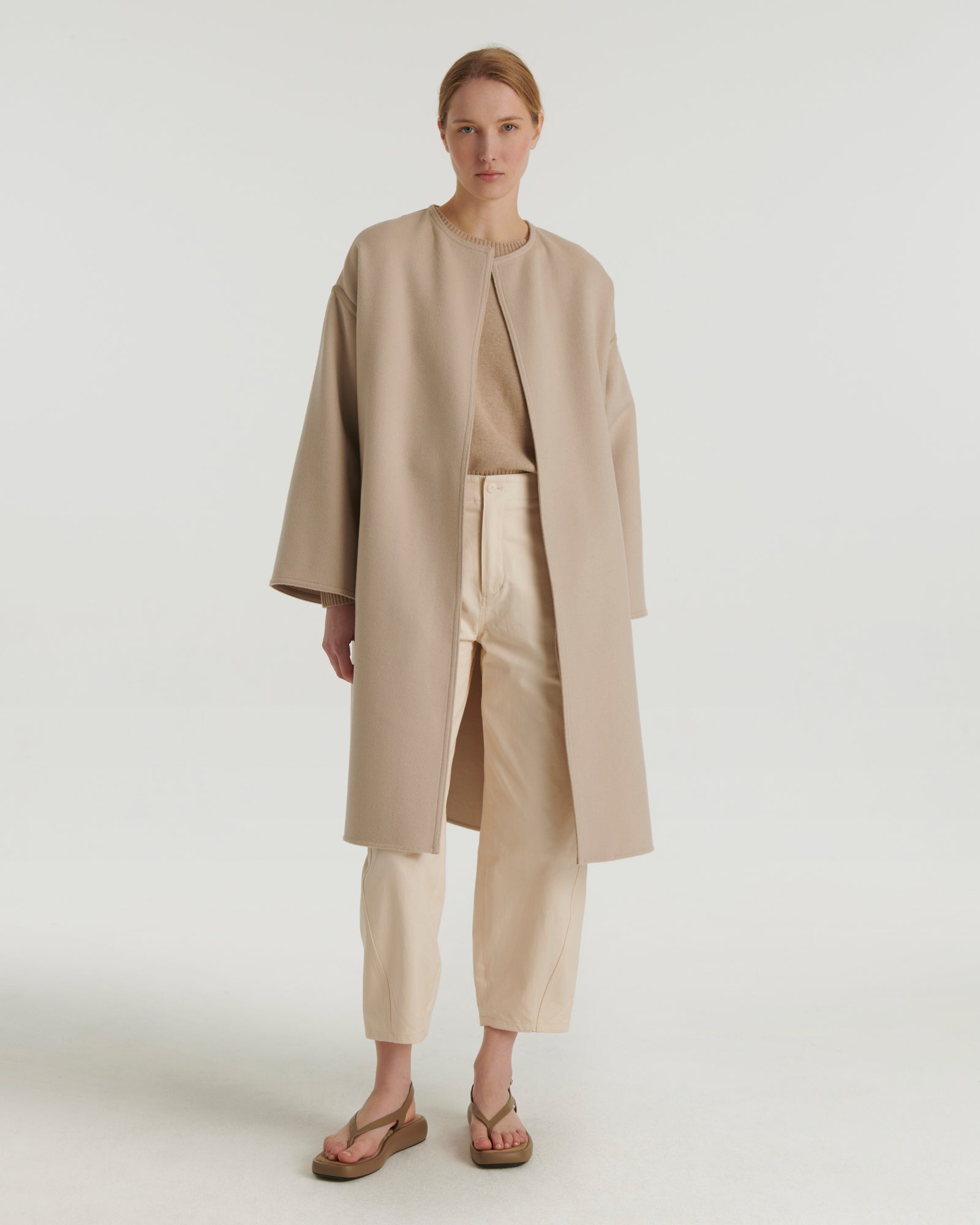 Double-sided cashmere oversized coat - beige - Yves Salomon
