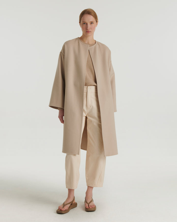 Double-sided cashmere oversized coat - beige - Yves Salomon