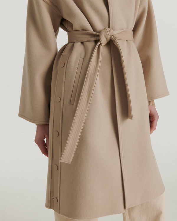 Double-sided cashmere oversized coat - beige - Yves Salomon